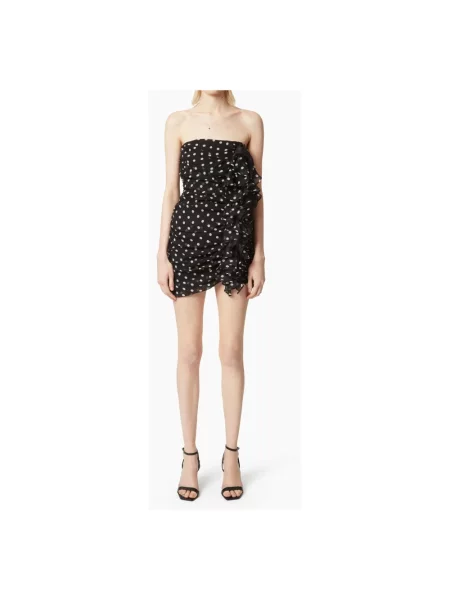 Sukienka mini Nina Ricci szyfonowa w grochy czarna