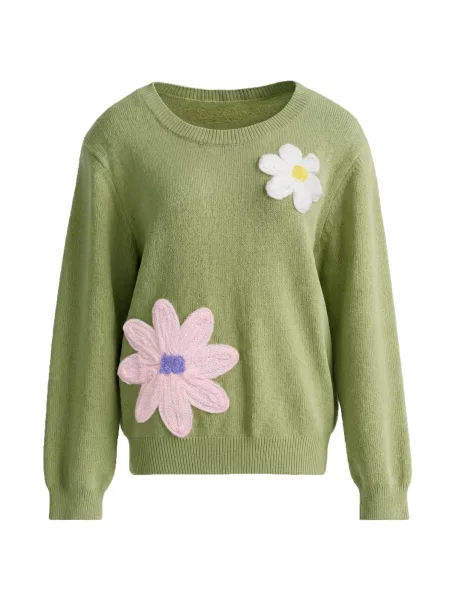 Imily Bela Pulover verde kiwi / roz alb