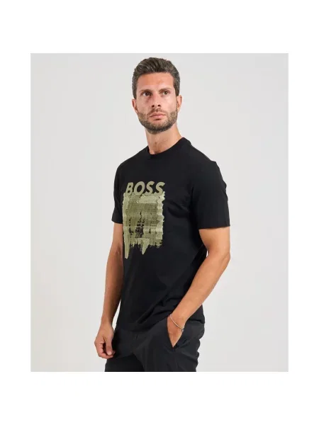 Boss Koszulki Mężczyzna M Casual Koszulka z Kreatywnym Logo czarny
