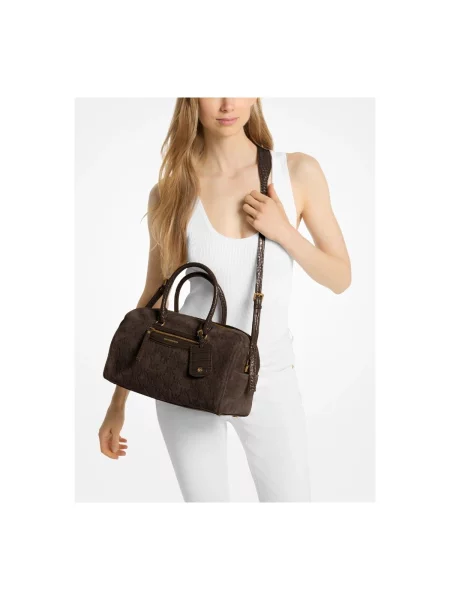 Semišová kabelka Michael Michael Kors hnedá