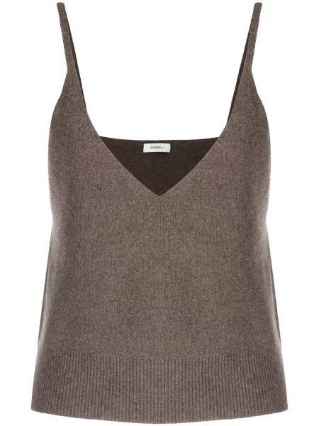 Top Goen.j z kaszmiru z dekoltem w serek brązowy