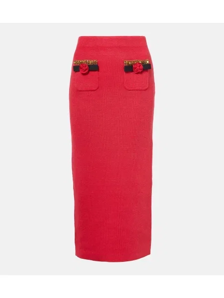 Pleteno midi krilo Self-portrait rdeča