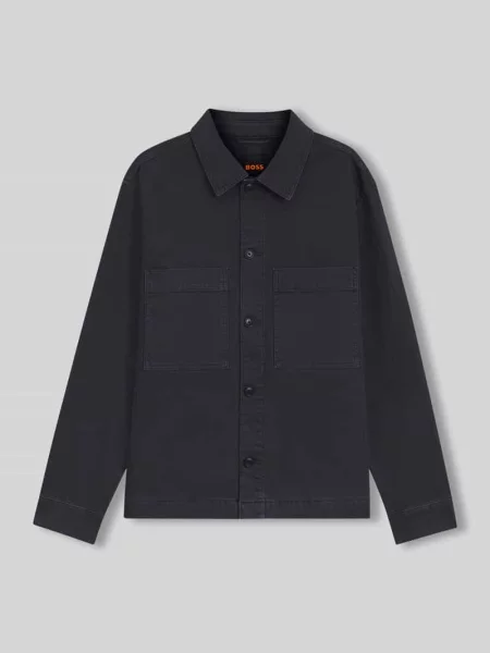 Kurtka koszulowa o kroju regular fit z mieszanki bawełny Boss Orange granatowa