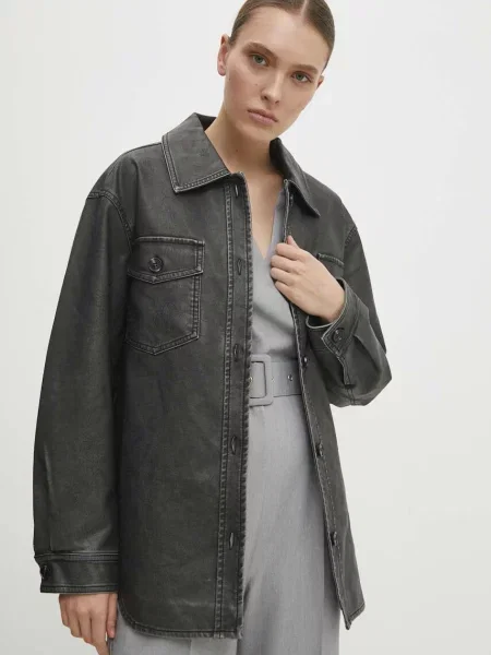 Яке Answear Lab преходен модел с уголемена кройка сиво