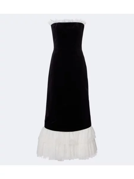 Rochie midi Costarellos de catifea negru