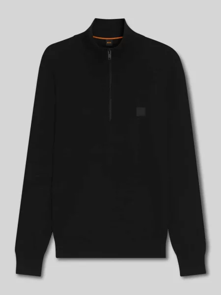 Dzianinowa lekki golf bluza Boss Orange czarna