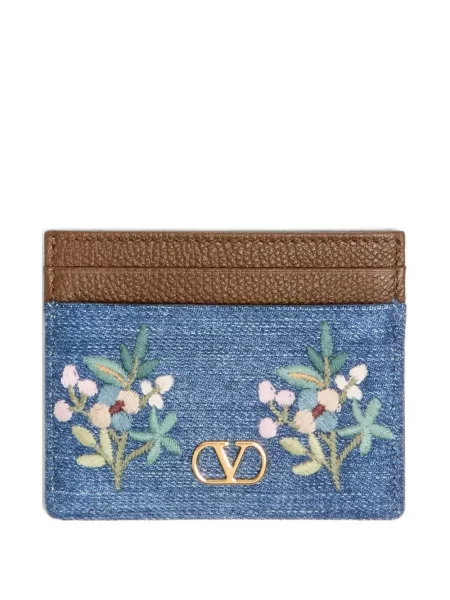 Portofel Valentino Garavani cu broderie cu model floral maro