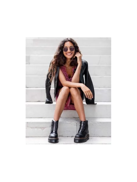 Botki Dr. Martens skórzane na platformie czarne