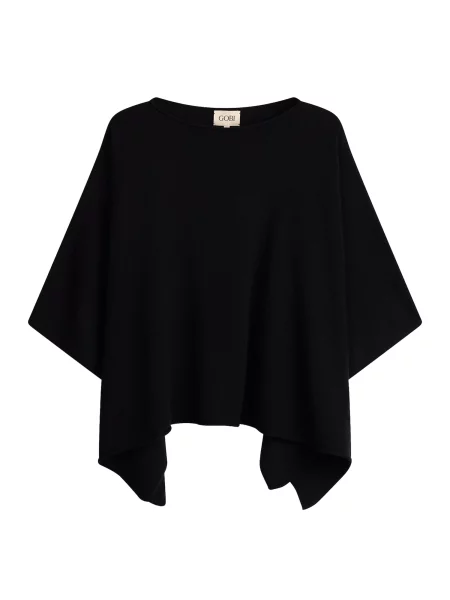 GOBI Cashmere Pulover Women's Timeless Knitted Poncho' negru