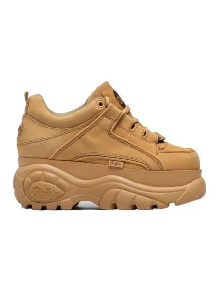 Sneakersy Buffalo sznurowane skórzane beżowe