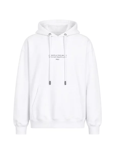 Hanorac cu glugă Off-white cu imagine cu cordon alb