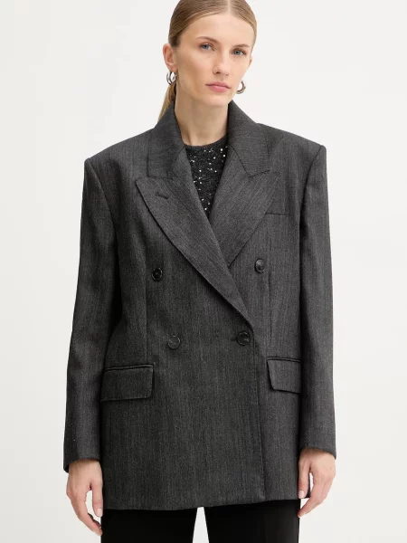 Marella geacă de lână cu două rânduri de melanj gri