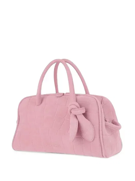Geantă shopper Jacquemus din piele de căprioară roz