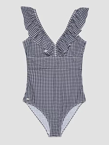 Stroj jednoczęściowy Marisse z falbankami czarny