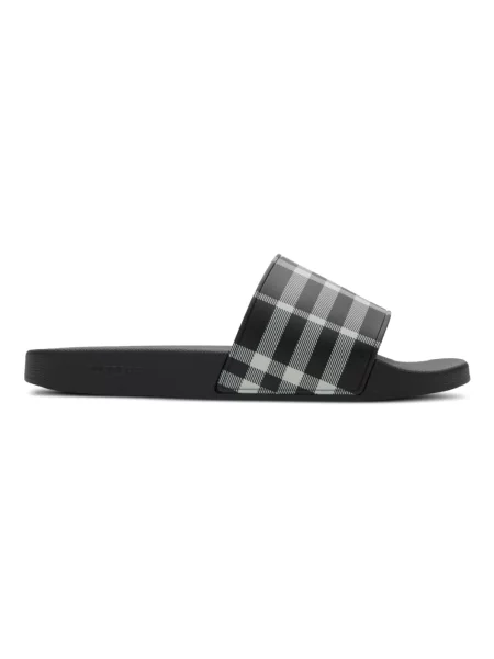 Klapki Burberry w kratę czarne