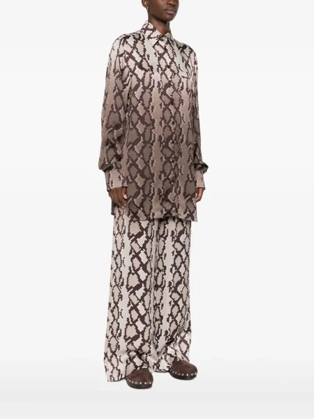 Cămașă Stella Mccartney cu imagine cu model piele de șarpe maro