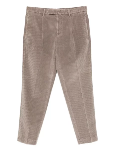Pantaloni Dell'oglio de catifea cord plisate maro