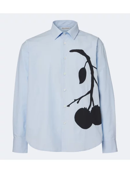 Cămașă Jw Anderson cu aplicații din poplin albastru