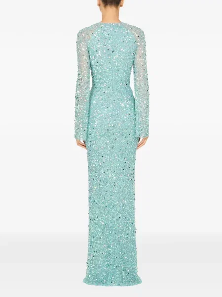 Lung rochie Jenny Packham cu decolteu în V albastru