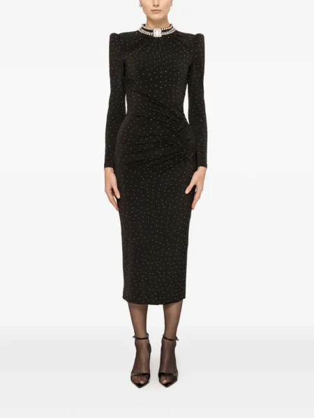 Rochie midi Nissa de cristal până la genunchi de costum negru