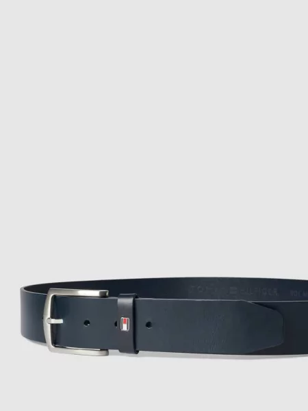 Skórzany z aplikacją z logo Tommy Hilfiger granatowy