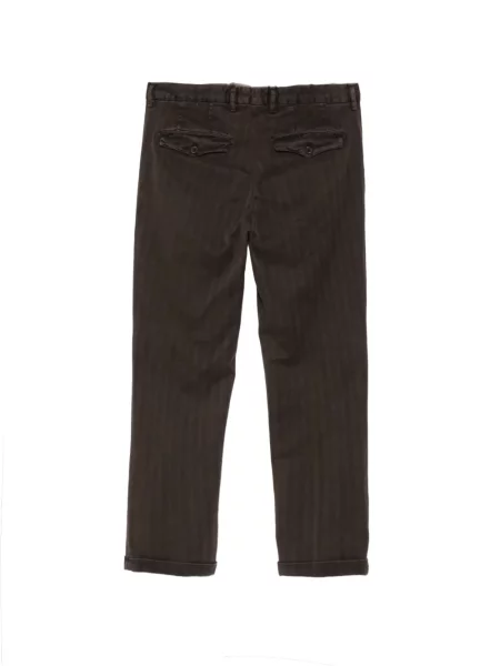 Pantaloni Myths cu model herringbone maro