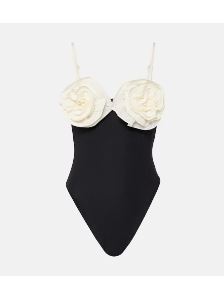 Strój kąpielowy Same z wysoką talią w kwiatki czarny