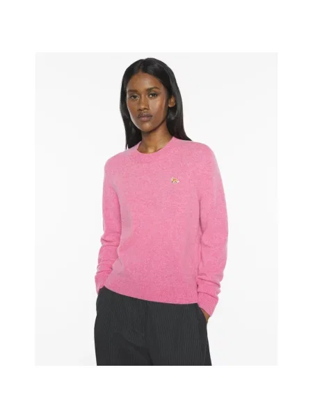 Sweter Maison Kitsune wełniany różowy