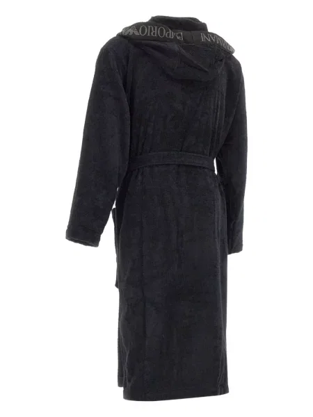 Szlafrok Emporio Armani z kapturem czarny