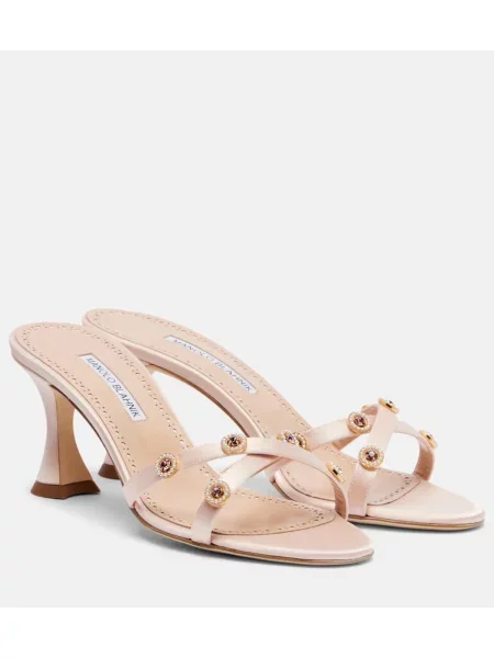 Satenaste mules Manolo Blahnik roza