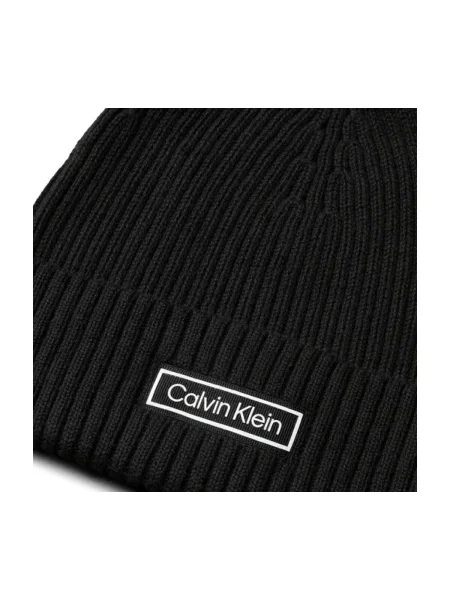 Calvin Klein Căciulă Patch Chunky Rib Cotton Beanie negru