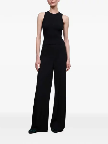 Pantaloni palazzo Staud din crep negru