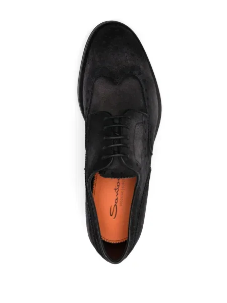 Pantofi Santoni cu șireturi din piele de căprioară gri