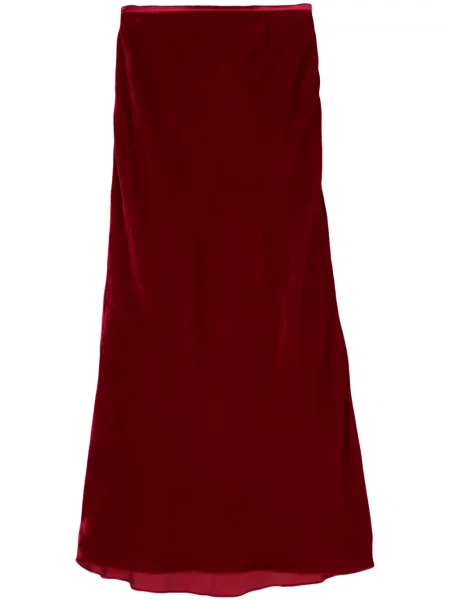 Fustă midi V:pm Atelier de catifea până la genunchi roșu