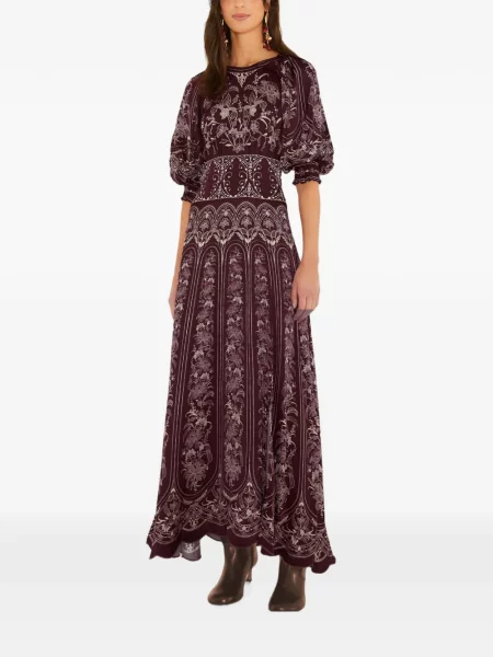 Rochie maxi Farm Rio cu model floral cu imagine violet
