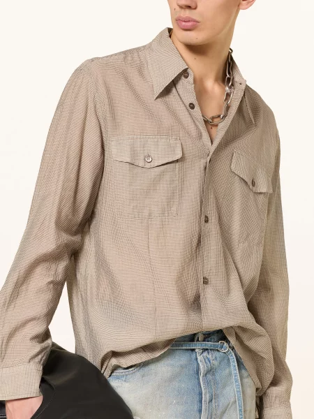 Our Legacy Košile Plough Comfort Fit hnědá béžová
