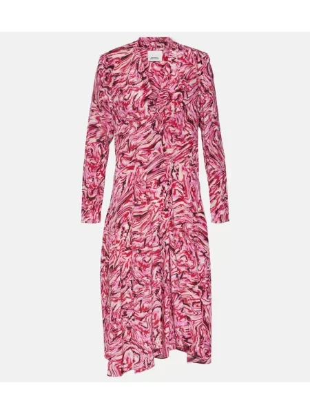 Rochie midi Isabel Marant de mătase până la genunchi de costum roșu