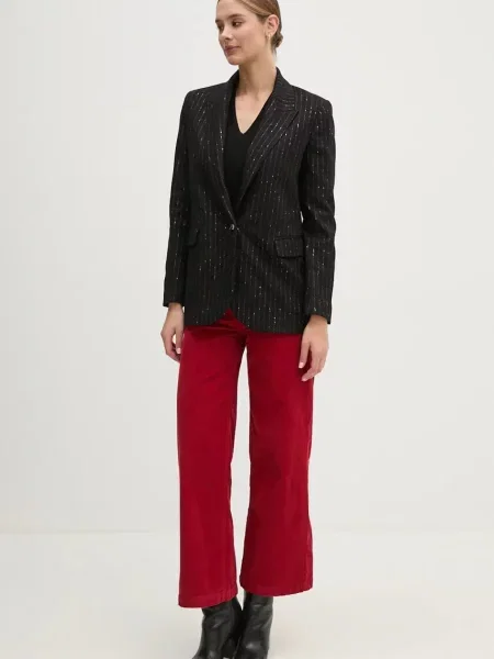 La Petite Française marynarka wełniana PFVERITABLE jednorzędowa wzorzysta PFVERITABLE czarny