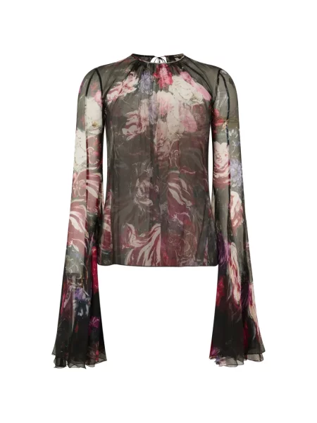 Bluză Roberto Cavalli cu model floral cu imagine evazată negru