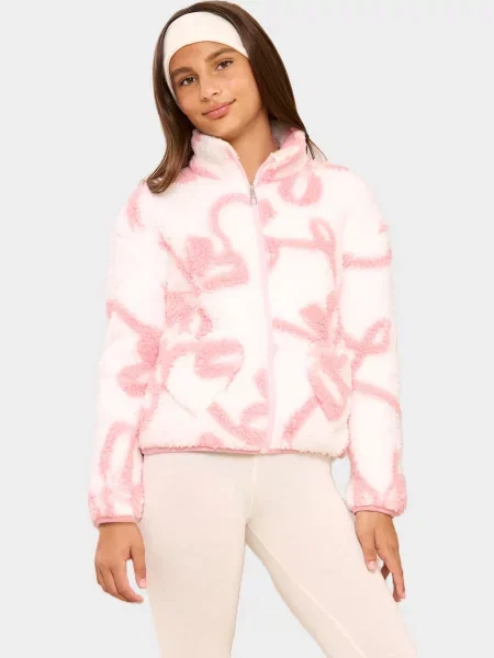 Lipsy Jachetă fleece crem / pal roz