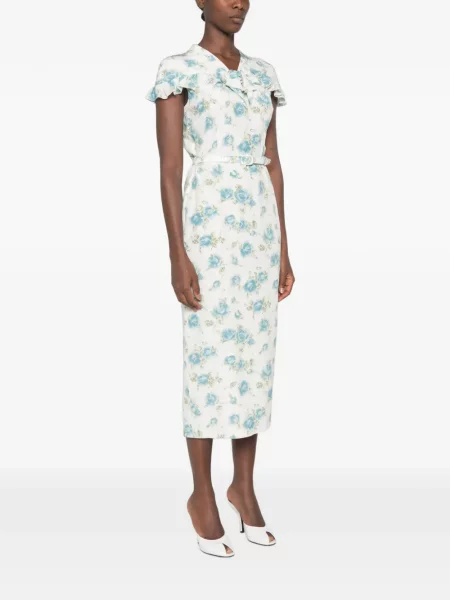 Rochie midi Alessandra Rich cu model floral cu imagine alb