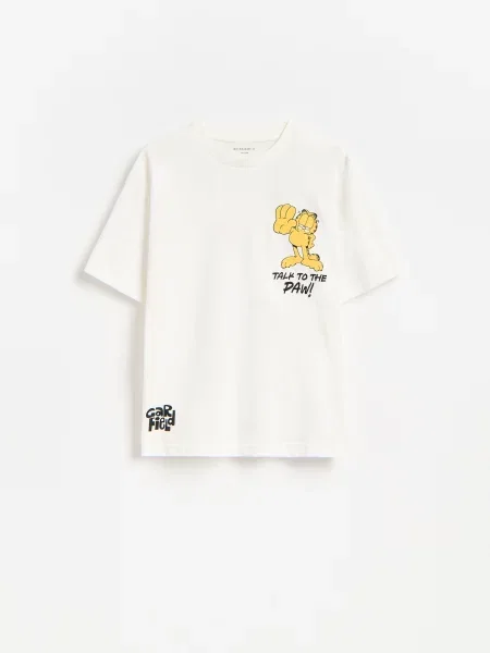 Reserved t-shirt Garfield złamana biel
