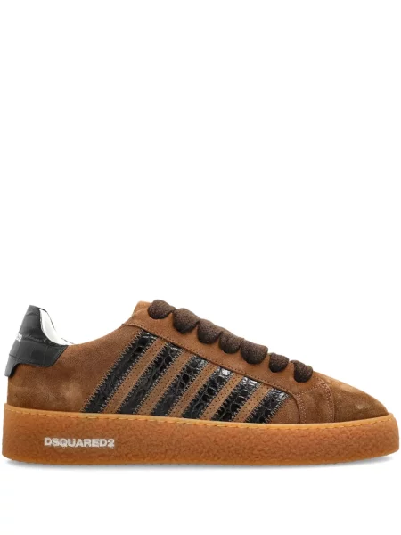 Sneakerși Dsquared2 din piele de căprioară cu dungi maro