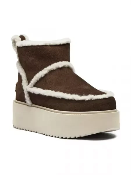 INUIKII De piele bocanci CLASSIC LOW SHEARLING maro