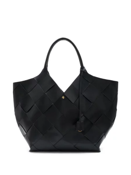Geantă shopper Anine Bing din piele țesută negru