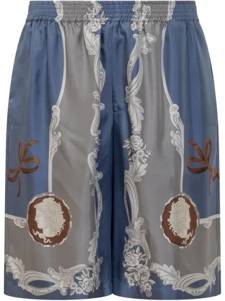 Pantaloni scurți Versace de mătase albastru