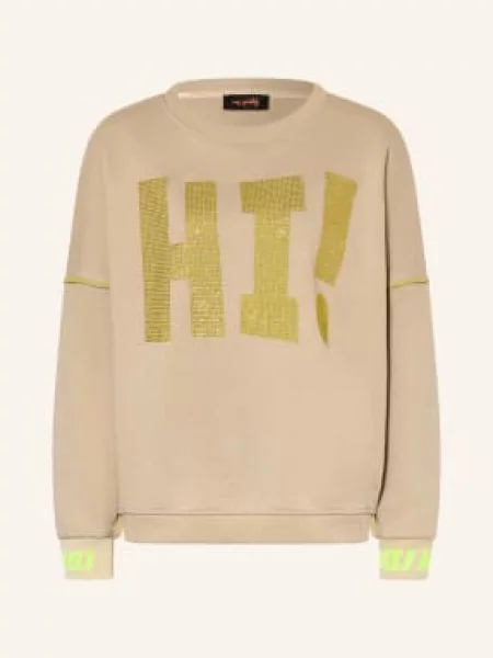 Miss Goodlife Oversize'owa Bluza Z Kamieniami Ozdobnymi beige beżowa