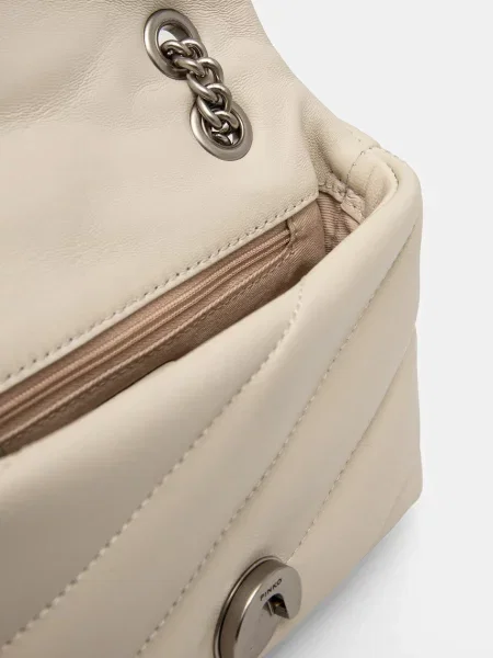 Pinko чанта crossbody дамска от кожа бежово