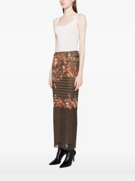 Fustă Jean Paul Gaultier cu model floral cu imagine maro
