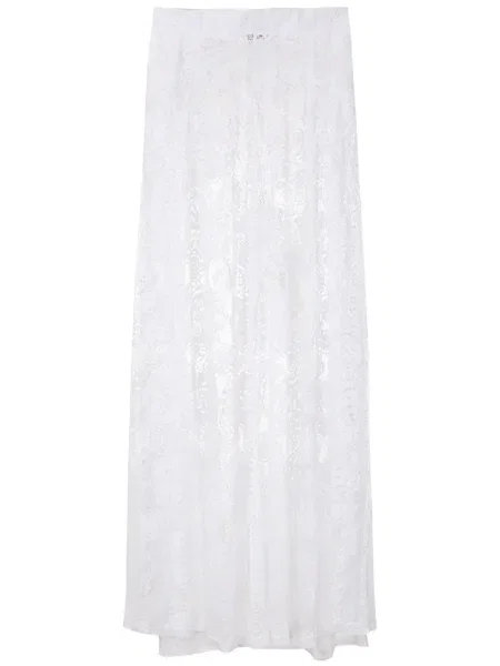 Pantaloni Amir Slama din dantelă alb